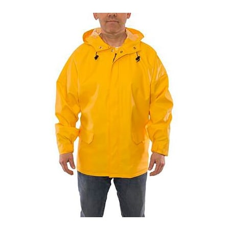 Tingley Weather-Tuff Jacket, Size Men's Medium, Storm Fly Front, Attached Hood, Yellow J33117.MD